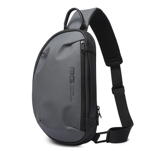 Lightweight waterproof crossbody bag, dark gray sling with adjustable strap and front zip