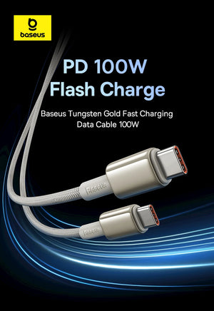 BASEUS Tungsten Gold 100W USB-C to USB-C Fast Charging Cable