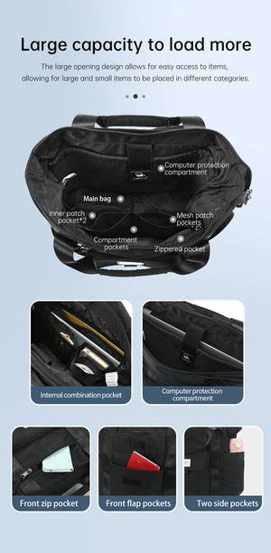 Waterproof backpack with multiple interior pockets, including mesh and zipped storage areas