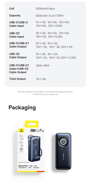 BASEUS EnerCore CR11 Power Bank with Built-In Retractable Cable