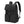 Black compact commuter backpack with front flap, buckled strap, and adjustable shoulder straps