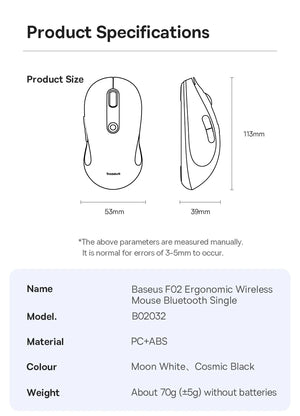 BASEUS F02 Ergonomic Bluetooth Wireless Mouse