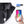 Black backpack with USB charging port detail next to a phone cable connection