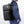 Black water-resistant travel backpack on person, side profile with logo