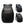 Black waterproof travel backpack, front and side views with adjustable shoulder straps