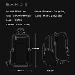 Crossbody bag measurement diagram with front and side view outlines