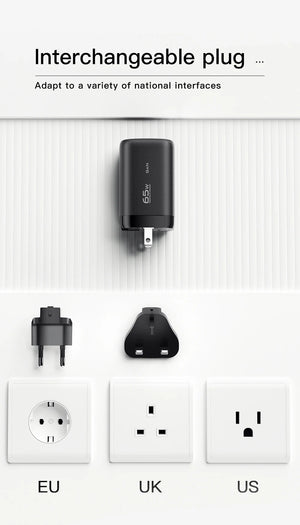 ESSAGER 65W GaN USB Charger with PPS 45W, 25W, QC3.0 and PD3.0 - White