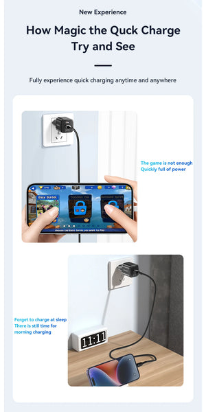 ESSAGER 20W GaN USB Charger with PD Fast Charging and QC3.0 - White