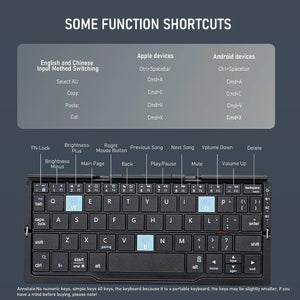 JOMAA Mini Foldable Rechargeable Bluetooth Wireless Keyboard