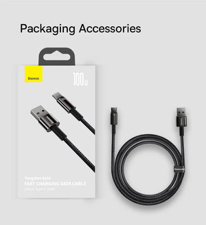 BASEUS Tungsten Gold 100W USB-C to USB-A Fast Charging Cable
