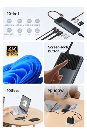 BASEUS Metal Gleam Series 10in1 USB-C Multiport Adapter and USB Hub