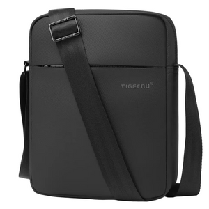 TIGERNU black lightweight waterproof crossbody bag with front zipper pocket and strap