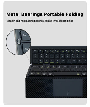 JOMAA Tri-Folding Rechargeable Bluetooth Wireless Keyboard with Touchpad