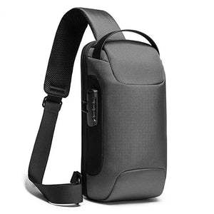 Waterproof crossbody bag with adjustable strap and front pocket, gray