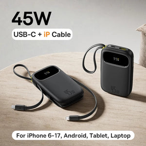 BASEUS QPow3 Fast Charging Power Bank with Built-In Cable