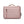 Pink laptop bag with brown top handle and front zippered pocket