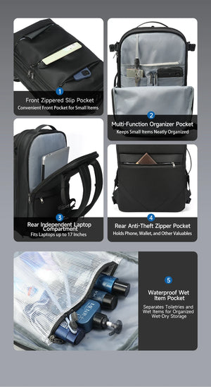 TIGERNU B9831 Expandable Vacuum Compression Waterproof Travel Backpack with Pump