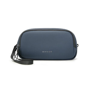 BANGE lightweight waterproof tech storage bag, dark blue, textured fabric with zip and strap