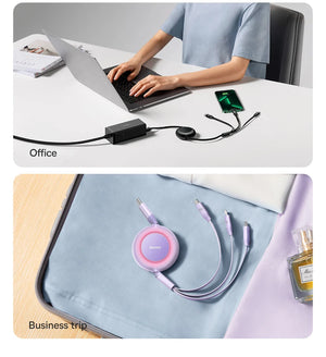 BASEUS Bright Mirror Series 2 Retractable 3in1 Fast Charging Data Cable