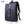 Blue commuter backpack with top flap, front pocket panel, and crossbody shoulder strap