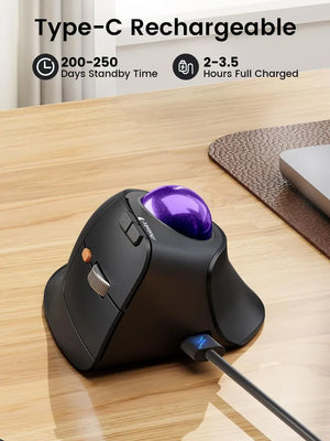 PROTOARC EM05 Rechargeable Bluetooth Wireless Vertical Trackball Mouse
