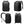 Black travel backpack shown from multiple angles with padded straps and front compartments.