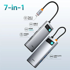BASEUS Metal Gleam Series 7in1 USB-C Multiport Adapter and USB Hub