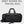 Black travel duffle bag with top handle and front zip opening