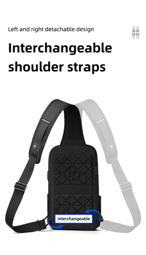 Black crossbody bag with interchangeable shoulder straps