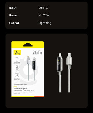 BASEUS Vipow Series 20W USB-C to Lighting Fast Charging Cable