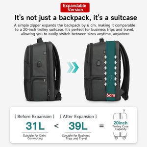 TIGERNU B3905 Large Capacity Waterproof Travel Backpack with USB Charging Port