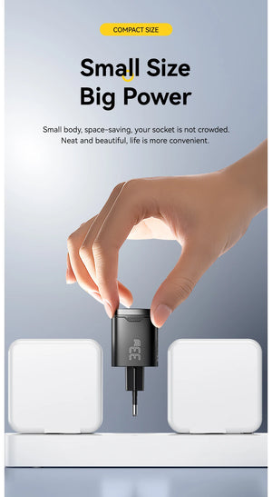 ESSAGER 33W GaN USB Charger with Digital Display and PD Fast Charging - White