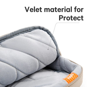 Gray padded laptop bag interior with quilted protective lining
