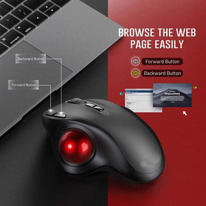 JOMAA Multi-Mode Rechargeable Bluetooth Wireless Vertical Trackball Mouse
