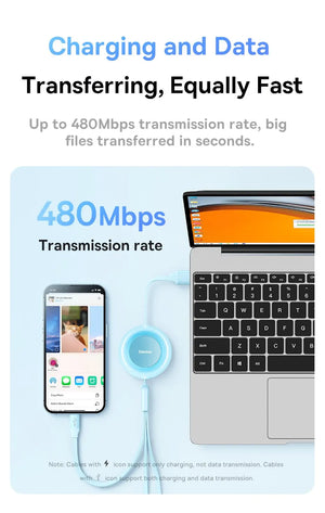 BASEUS Bright Mirror Series Retractable 3in1 Fast Charging Data Cable