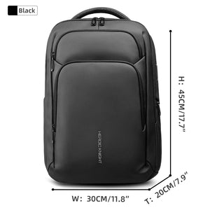 Black waterproof backpack with dual front compartments and top handle