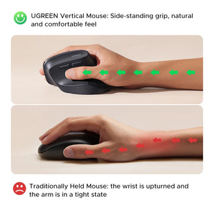 UGREEN M571 Dual-Mode Ergonomic Vertical Bluetooth Wireless Mouse