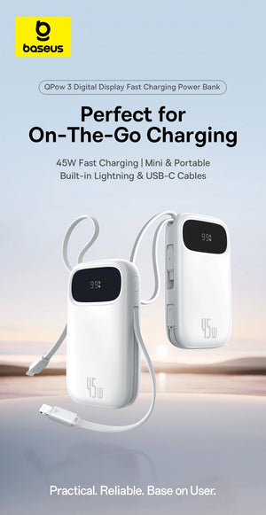 BASEUS QPow3 Fast Charging Power Bank with Built-In Cable