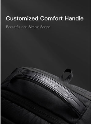 Black backpack zipper tracks with reinforced pull tab and molded panel detail