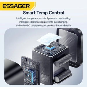 ESSAGER 45W USB Charger with QC3.0 and PD Fast Charging - Black