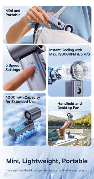 BASEUS GoTrip DT1 Foldable Rechargeable Handheld Portable Fan
