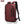 Red compact waterproof backpack with front pocket, side strap, and USB port panel
