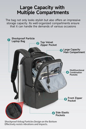 TIGERNU B3905 Large Capacity Waterproof Travel Backpack with USB Charging Port