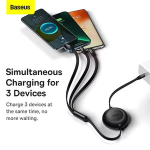 BASEUS Bright Mirror Series 2 Retractable 3in1 Fast Charging Data Cable