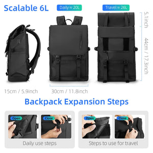 MARK RYDEN MR5748 Expandable Waterproof Travel Backpack with USB Charging Port