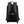 Black travel backpack with breathable back panel, adjustable straps, and top handle