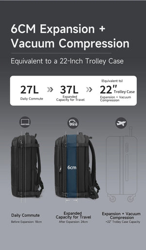 TIGERNU B9831 Expandable Vacuum Compression Waterproof Travel Backpack with Pump