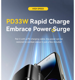 ESSAGER 33W GaN USB Charger with Digital Display and PD Fast Charging - Black