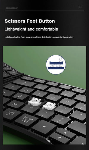 JOMAA Compact Foldable Rechargeable Bluetooth Wireless Keyboard