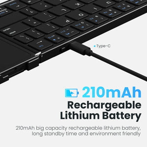 JOMAA Foldable Rechargeable Wireless Keyboard with Touchpad